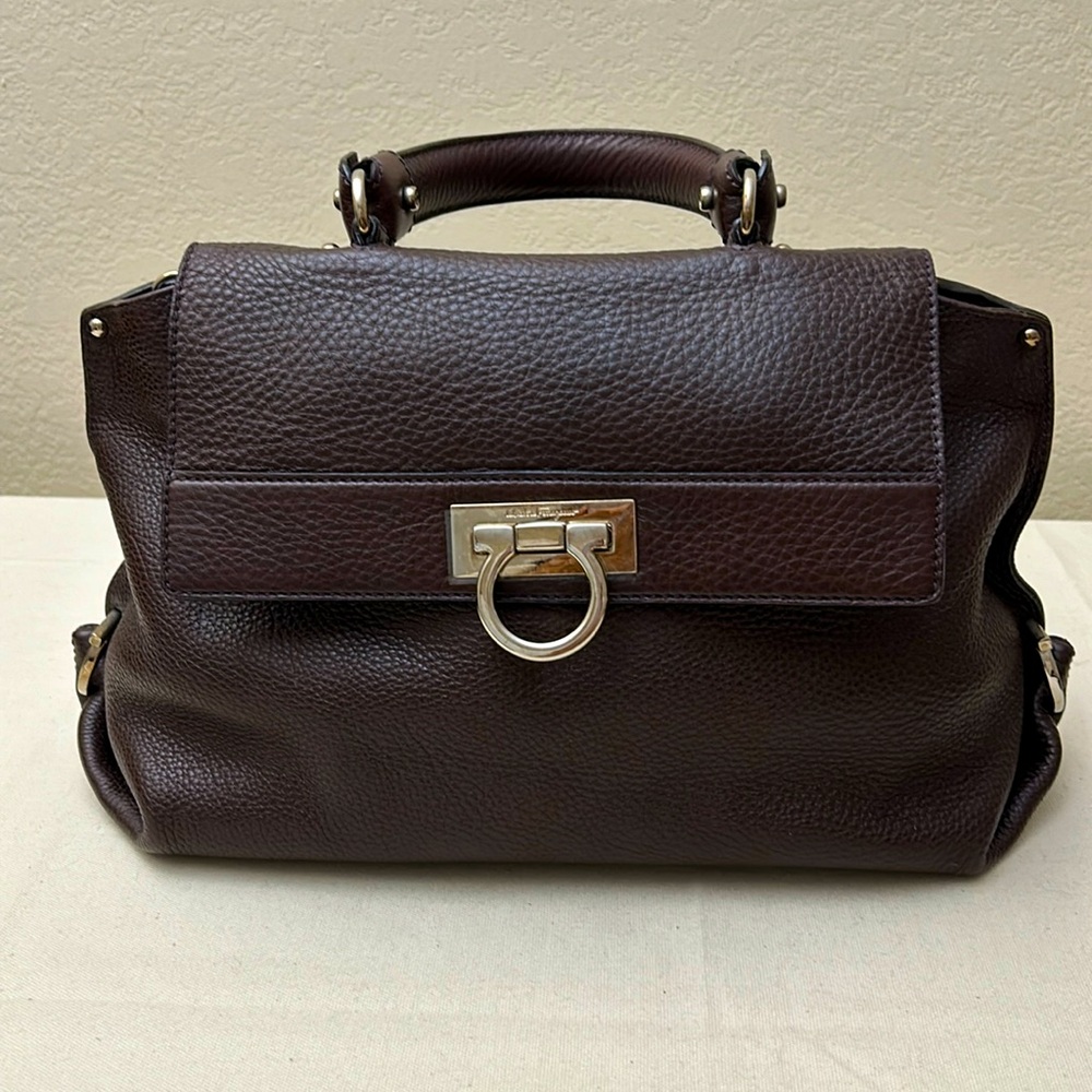 Salvatore Ferragamo brown Sofia leather medium handbag